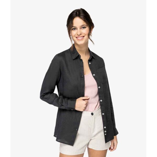 Spasso Ladies Long Sleeve Linen Shirt Thumbnail