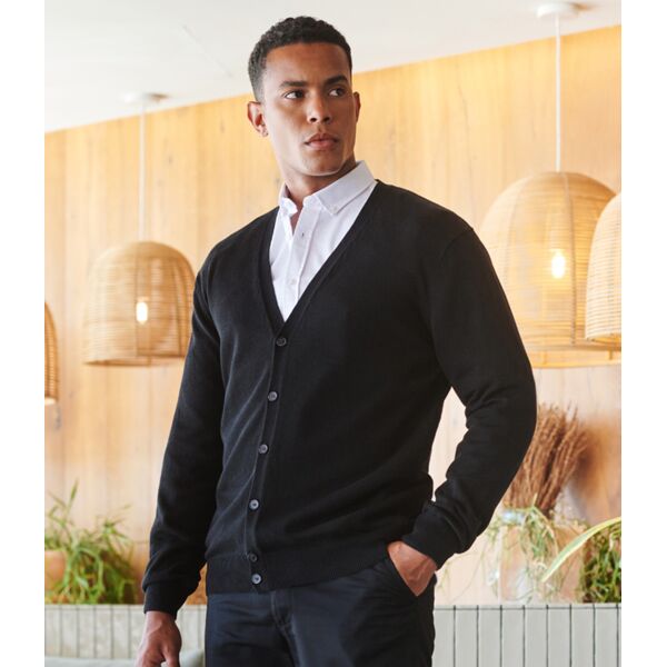 Henbury Lightweight Cotton Acrylic V Neck Cardigan Thumbnail